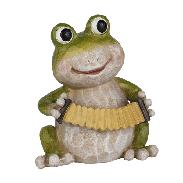 Deko-Frosch mit Akkordeon, 13,5cm hoch, 11,5cm breit