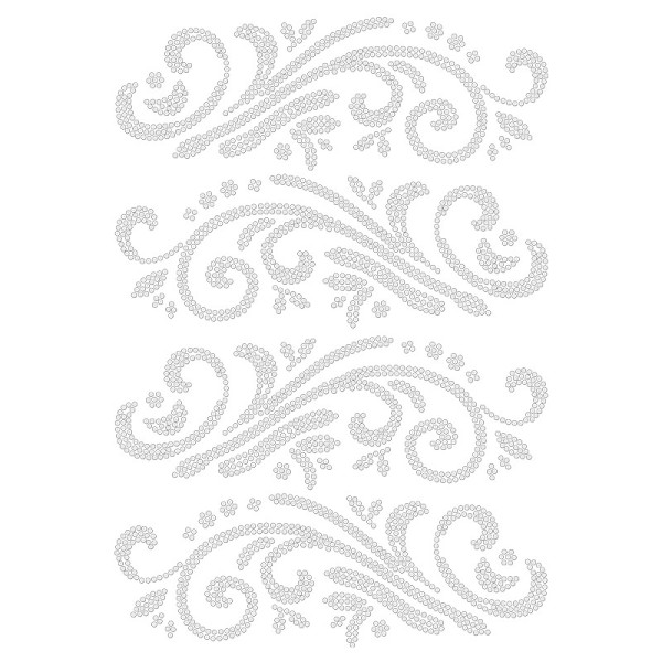Bügelstrass-Design, DIN A4, klar, Ornamente 2