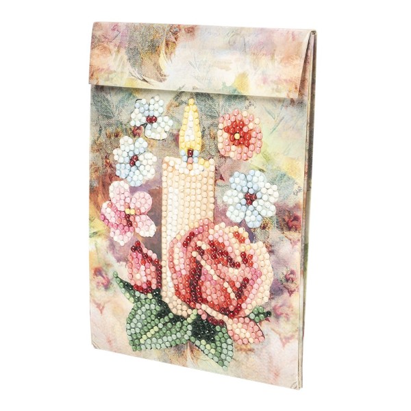 Geschenktaschen-Grußkarte mit Diamond Painting, Kerze & Rose, 16,5cm hoch, inkl. Zubehör