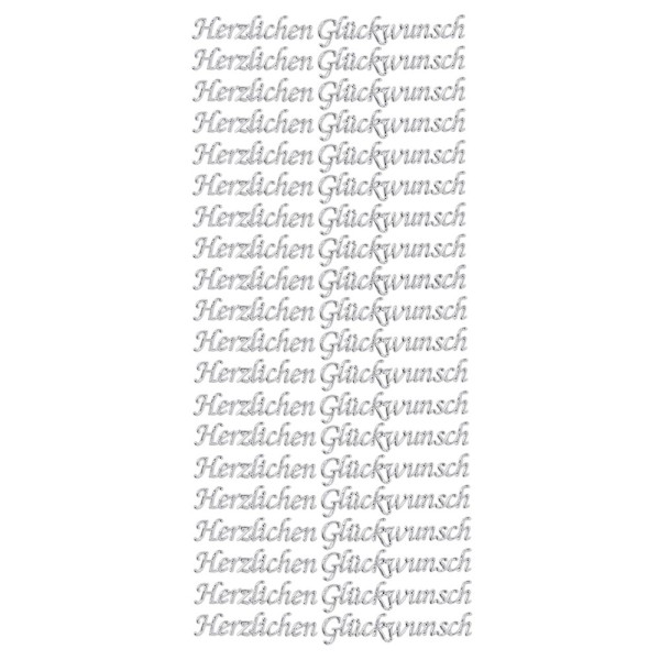 Sticker, Schrift, Herzlichen Glückwunsch, Spiegelfolie, silber