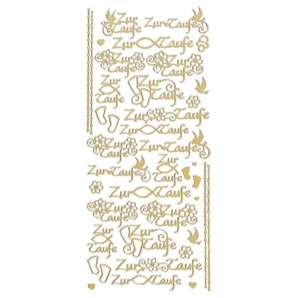 Sticker, Schrift, Zur Taufe, Spiegelfolie, gold
