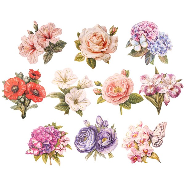 3-D Motive, Sommerblüten, 7-9cm, 10 Motive