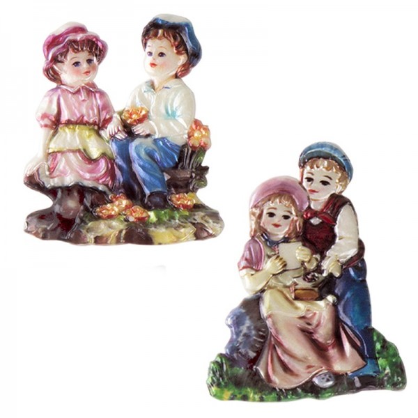Wachsornamente, Kinder, Mädchen & Junge, 2 Stück