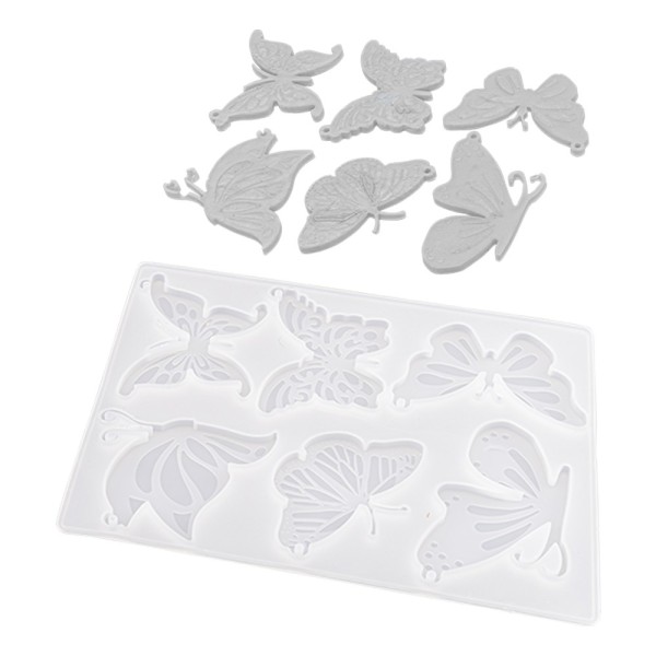 Silikonform, Schmetterlinge 2, 17,9cm x 0,5cm x 13,9cm, 6 Designs, lebensmittelecht