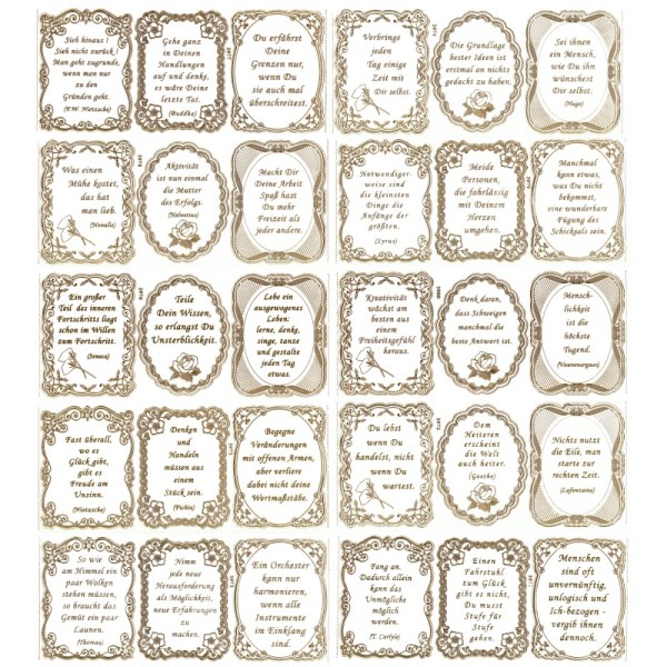 Gravur-Sticker, 30 Lebensregeln, transparent/gold, 10 Bogen