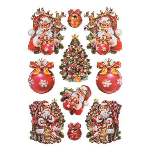 3-D Relief-Sticker, Weihnachten nostalgisch 2, Design 4, verschiedene Größen, selbstklebend