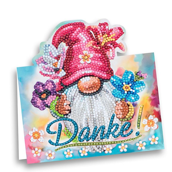 Diamond-Painting-Aufstellkarte, Danke!, 16,3cm x 16cm, inkl. Umschlag & Werkzeug