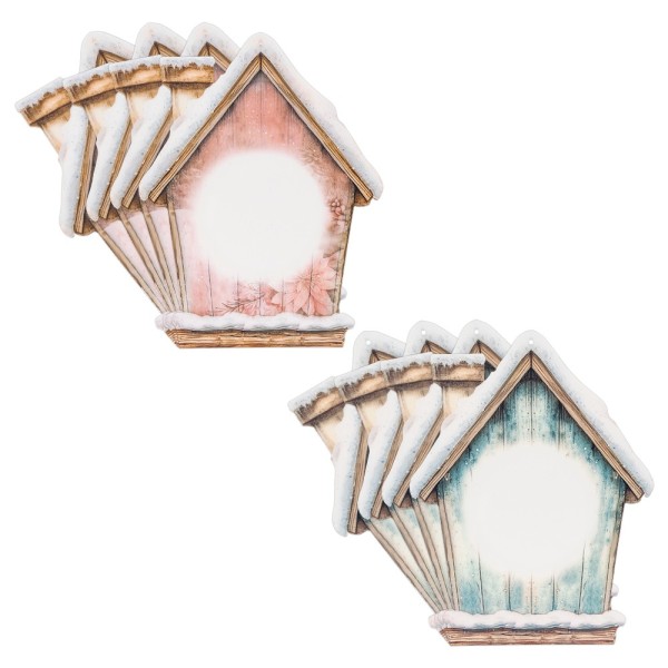 Motiv-Windradfolien, Vogelhäuser 2, 16,5cm x 21,5cm, 500µ, 2 Designs, 8 Stück