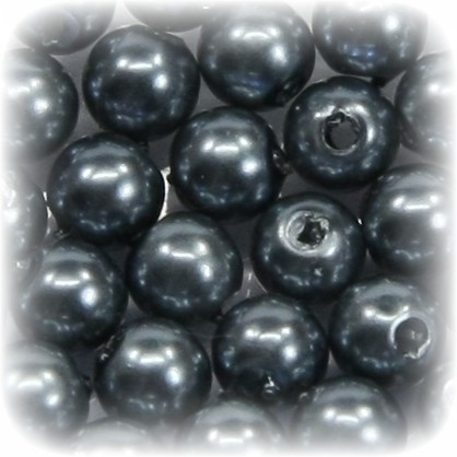 Perlen, rund, Ø6 mm, anthrazit, 50 Stück
