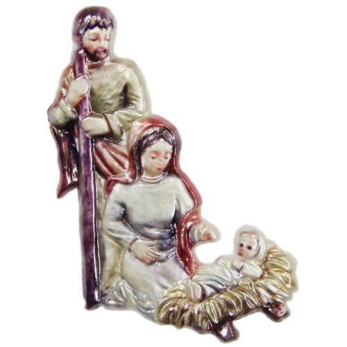 Wachsornament, Heilige Familie 3, farbig, geprägt, 7,5x6,5cm