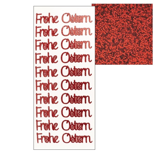 Microglitter-Sticker, Frohe Ostern 1, rot