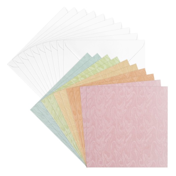 Perlmutt-Grußkarten, Marmor-Schimmer, 16cm x 16cm, 5 Farben, inkl. Umschläge, 10 Stück