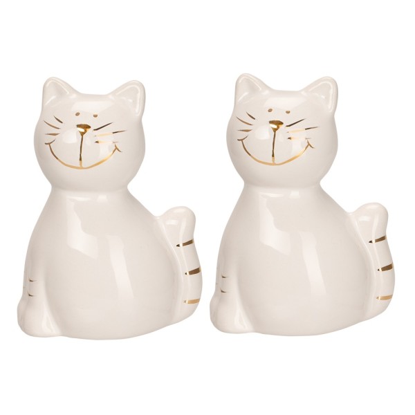 Deko-Figuren, Katzen, 5,8cm x 4,5cm x 7,8cm, 2 Stück