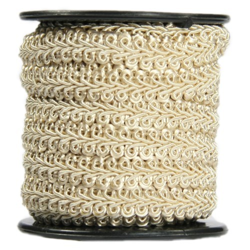 Bordürenband, Stoff, edle Schlaufen, 9mm x 10m, beige