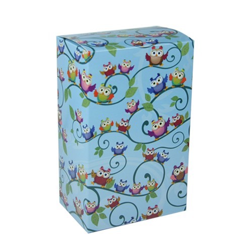 Geschenkbox Kaffee, Eulen-Design, blau