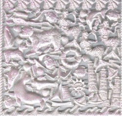 Wachsornament-Platte Maritim, 16 x 16 cm, weiß-irisierend mit Glimmer