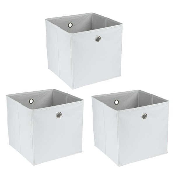 Faltbare Aufbewahrungsboxen, 30cm x 30cm x 30cm, weiß, 3 Stück