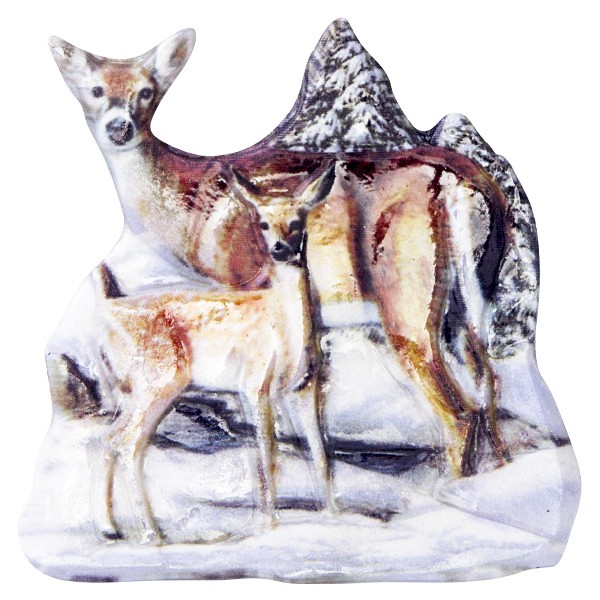 Wachsornament Tiere im Winter 1, farbig, geprägt, 7cm