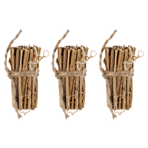 Wald-Deko, 3 Bündel aus Ästen, Ø 3,5cm bis 4cm, ca. 8cm lang