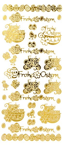 Sticker, Frohe Ostern, Spiegelfolie, gold