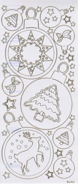 Sticker, Weihnachtskugeln, weiß-perlmutt