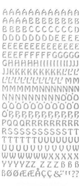 Sticker, Schrift, ABC Großbuchstaben, silber