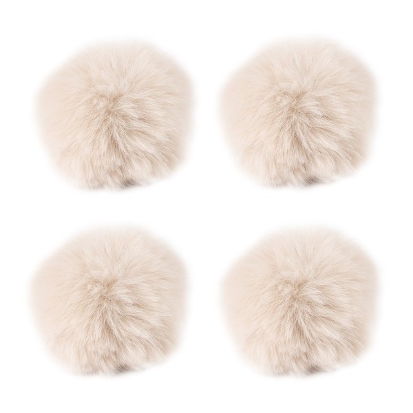 Fell-Pompons, Ø 8cm, beige, 4 Stück