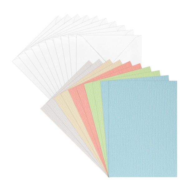 Grußkarten & Umschläge, Textur 6, 10,5cm x 14,8cm, 5 Farben, Farbsortierung 1, 20-teilig