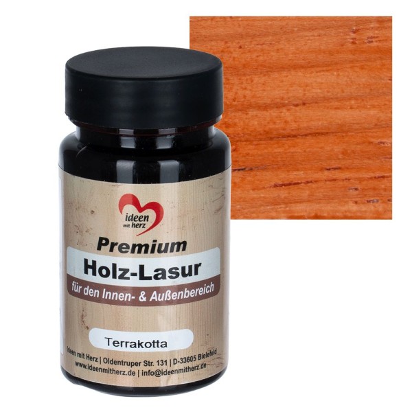 Premium-Holz-Lasur, für den Innen- und Außenbereich, 90ml, terrakotta