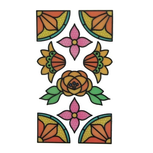 Glas-Design-Stickerbogen, 15 x 9 cm, Floristik