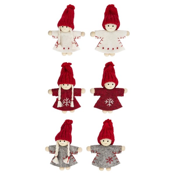 Winter-Püppchen, Paula & Emilian, 7cm hoch, 6 Stück