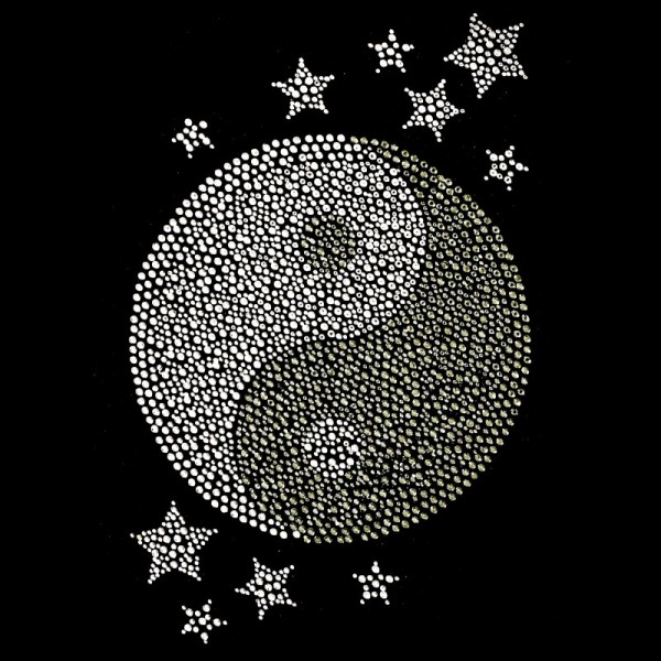 Bügelstrass-Design, DIN A4, mehrfarbig, Ying & Yang