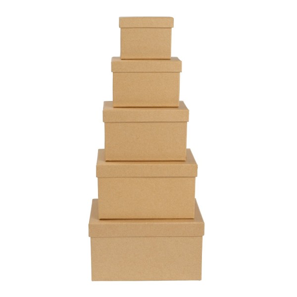 Kraftpapier-Geschenkboxen, rechteckig, verschiedene Größen, 5 Stück