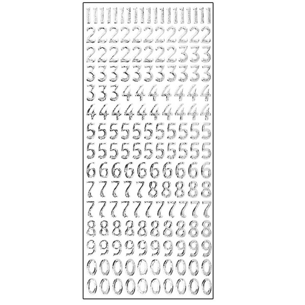 Microglitter-Sticker, Zahlen, silber