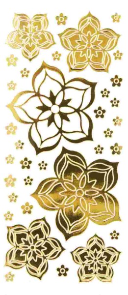 Sticker, Blüten, Spiegelfolie, gold