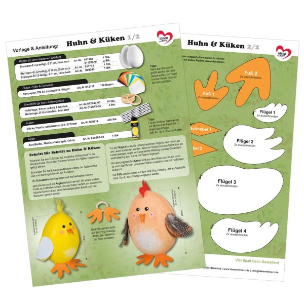 Vorlage: Huhn & Küken, DIN A4, 2 Seiten