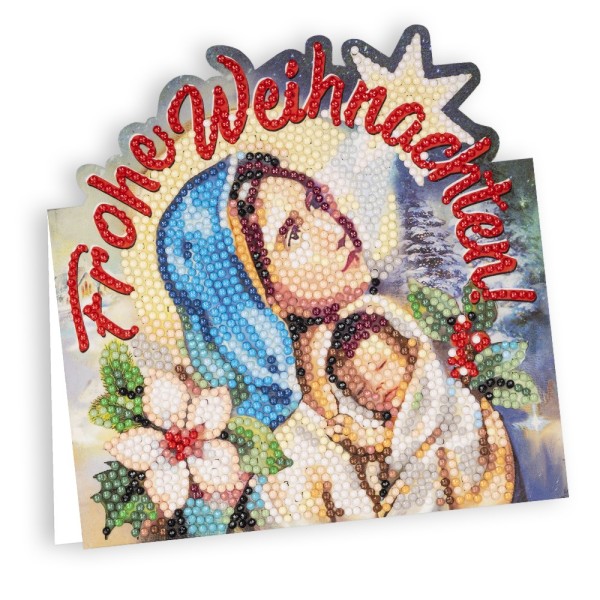 Diamond-Painting-Aufstellkarte, Heilige Maria - Frohe Weihnachten!, 16,3cm x 16cm, inkl. Zubehör
