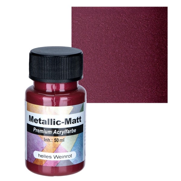 Metallic-Matt, Premium Acrylfarbe, helles Weinrot, 50ml