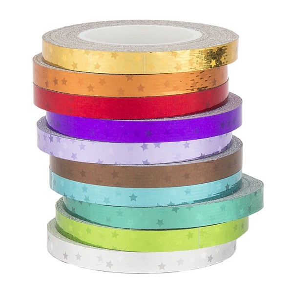 Deko-Klebeband, Laserstars, 5mm x 5m, 10 Rollen