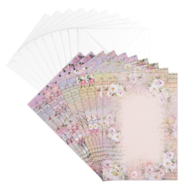 Motiv-Grußkarten, Zauberhafte Blumenwelt 1, 11,5cm x 16,5cm, 5 Designs, inkl. Umschlägen, 10 Stück