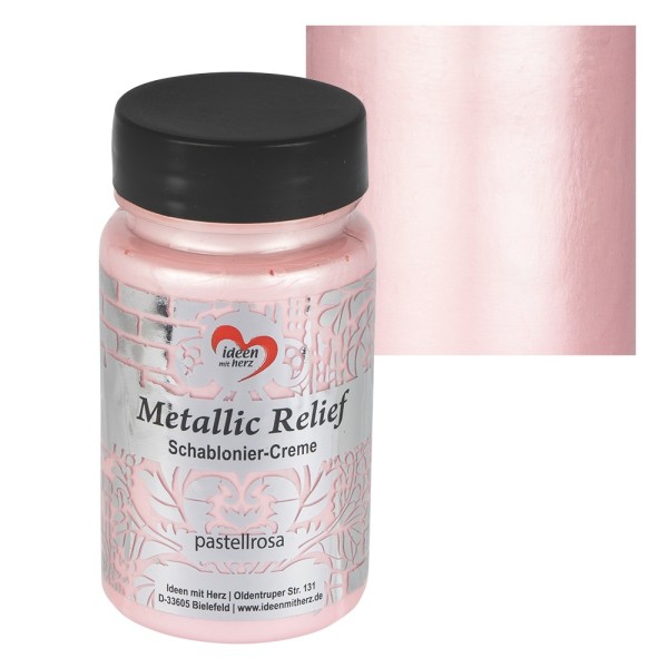 Metallic Relief, Schablonier-Creme, pastellrosa, 90ml