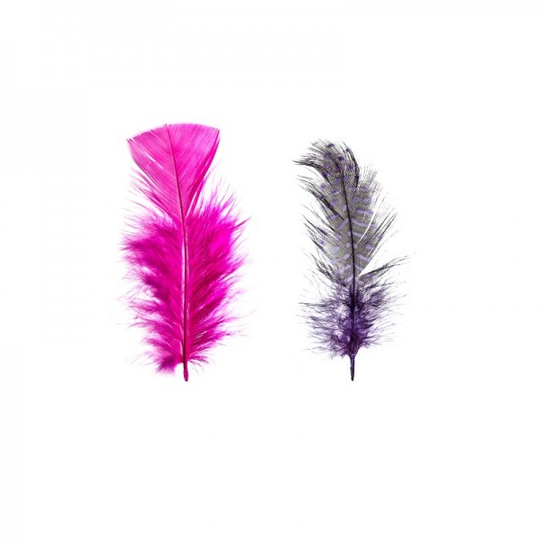 Premium-Flausch-Federn Duo, schlicht & gesprenkelt, 10g, pink, weiß, violett