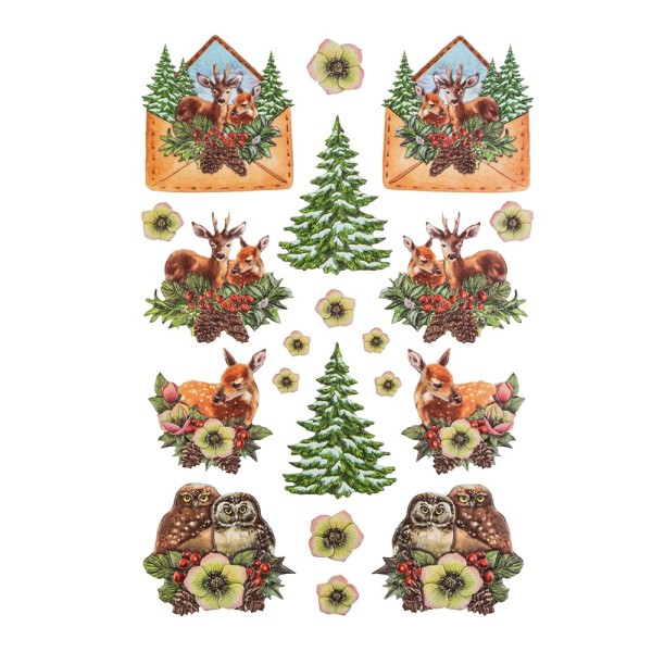 3-D Relief-Sticker, Weihnachtspost 5, verschiedene Größen, selbstklebend