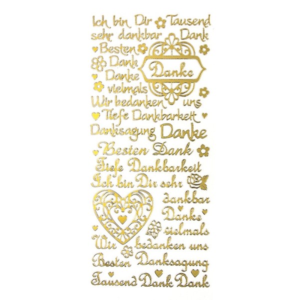 Sticker, Schriften, "Danke", uvm., Spiegelfolie, gold