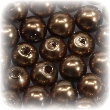 Perlen, rund, Ø6 mm, nussbraun, 50 Stück
