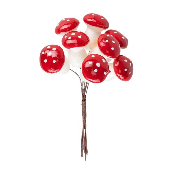 Deko-Fliegenpilze am Draht, 11cm lang, 8 Stück