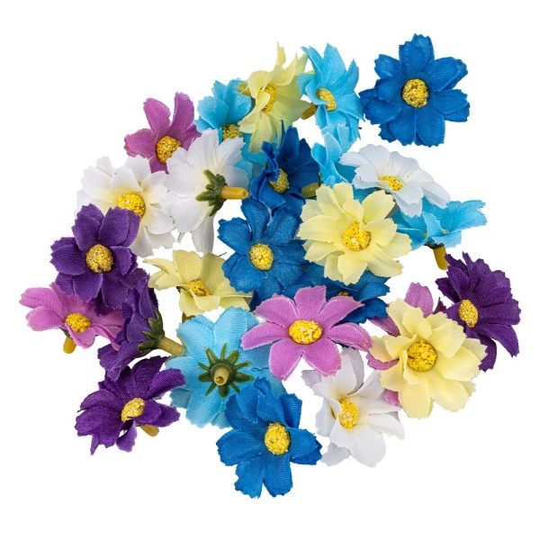 Deko-Blüten, Farbmix 1, Ø 3,5cm, verschiedene Farben, 27 Stück