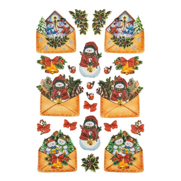 3-D Relief-Sticker, Weihnachtspost 2, verschiedene Größen, selbstklebend