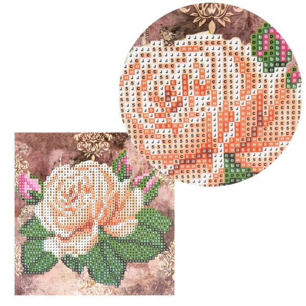 Diamond-Painting-Grußkarte, Rose 1, 16cm x 16cm, 370g/m², inkl