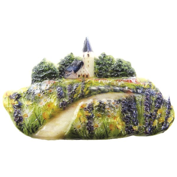 Wachsornament Sommerdörfer 8, farbig, geprägt, 9cm